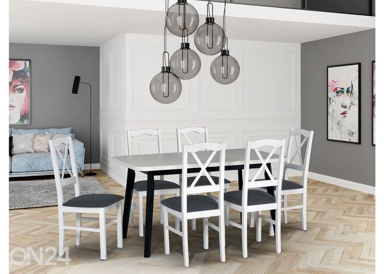 Jatkettava ruokapöytä 80x140-180 cm + 6 tuolia kuvasuurennos