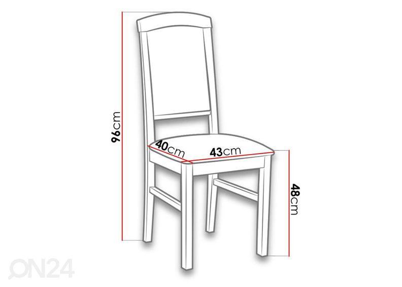 Jatkettava ruokapöytä 80x140-180 cm + 6 tuolia kuvasuurennos
