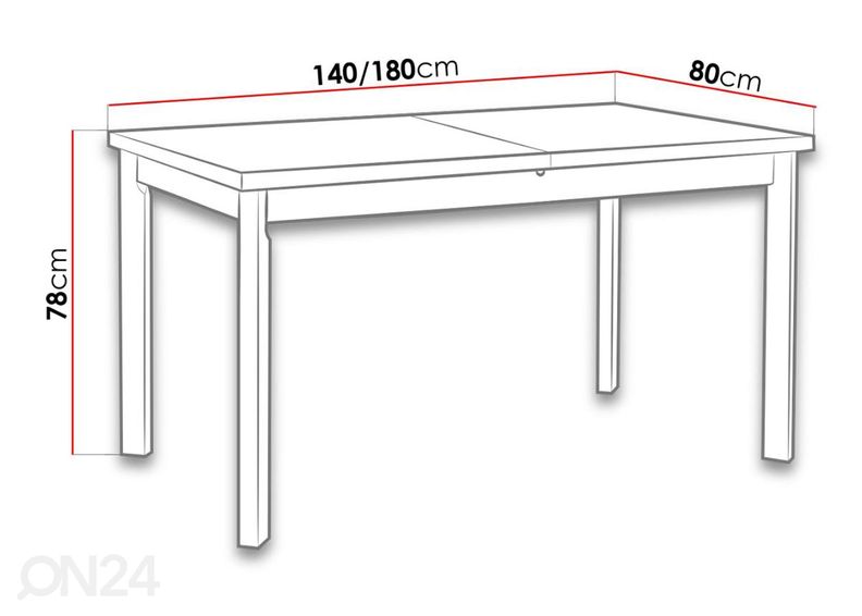 Jatkettava ruokapöytä 80x140-180 cm + 6 tuolia kuvasuurennos