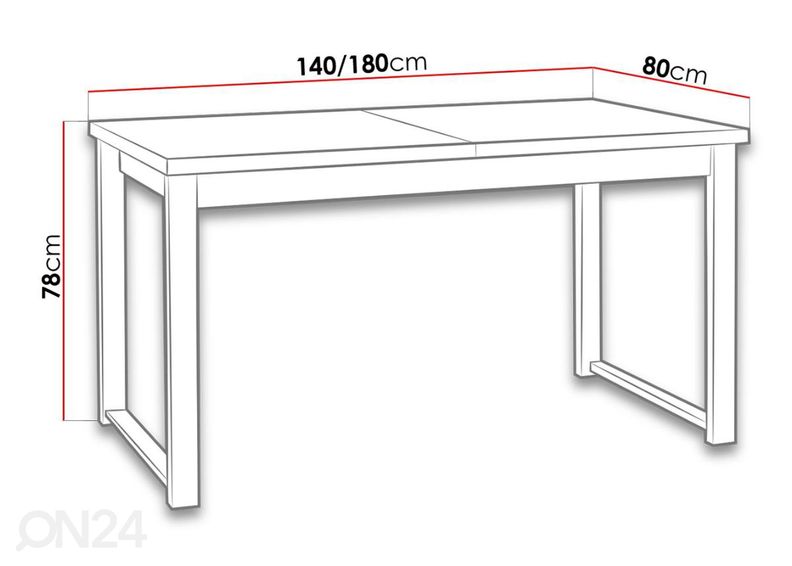 Jatkettava ruokapöytä 80x140-180 cm + 6 tuolia kuvasuurennos