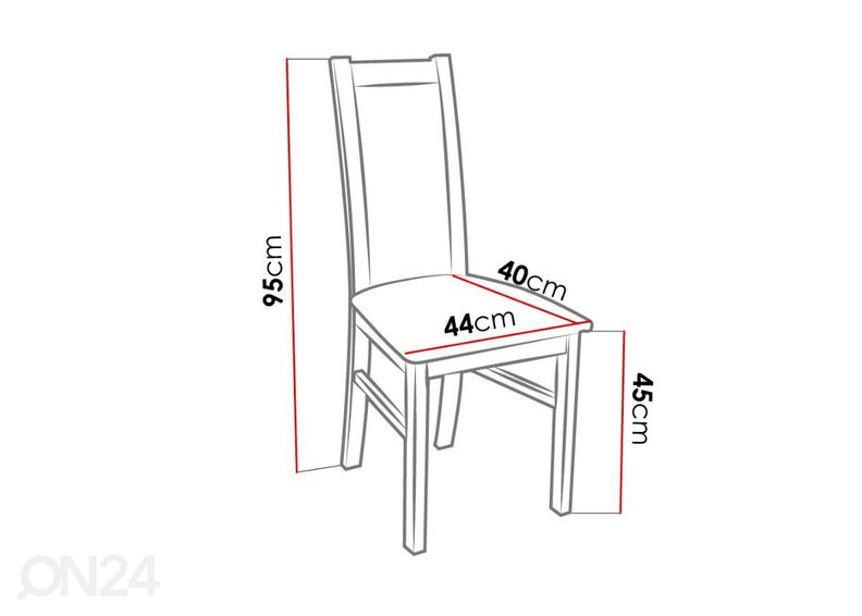 Jatkettava ruokapöytä 80x140-195 cm + 6 tuolia kuvasuurennos