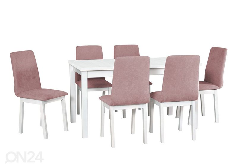 Jatkettava ruokapöytä 90x160-200 cm + 6 tuolia kuvasuurennos
