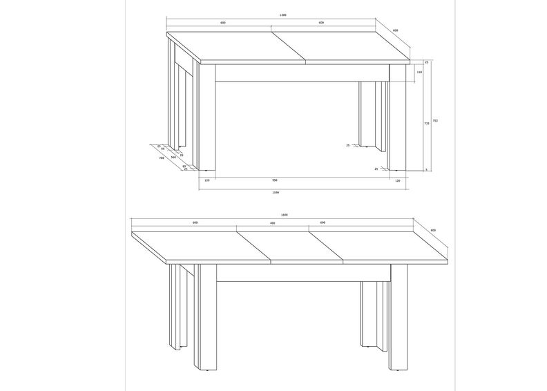 Jatkettava ruokapöytä Cobhy 120-160x80 cm kuvasuurennos