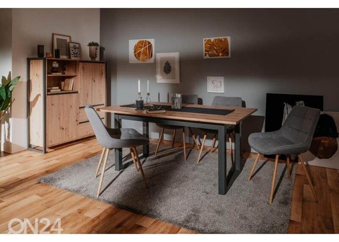 Jatkettava ruokapöytä Denver 160-200x90 cm, antrasiitti/artison tammi kuvasuurennos