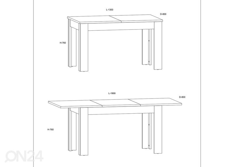 Jatkettava ruokapöytä Goleen 130-190x80 cm kuvasuurennos
