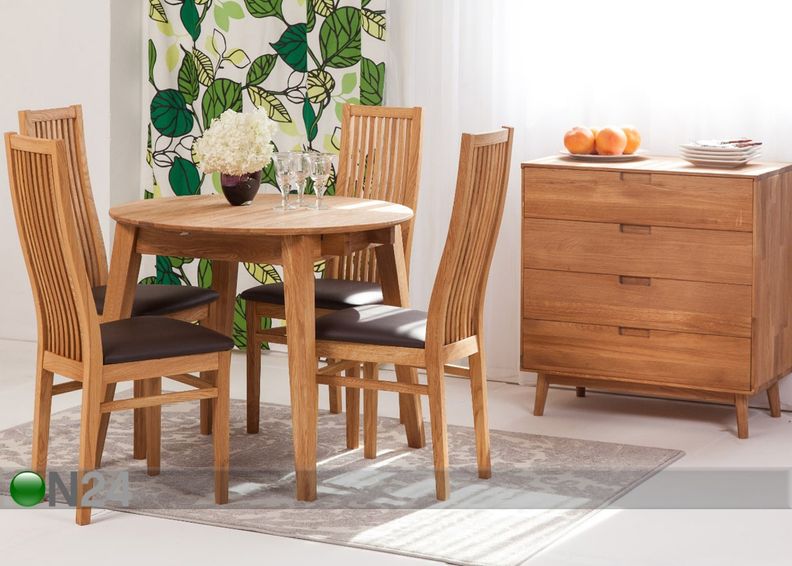 Jatkettava ruokapöytä tammi Basel 110x110-160 cm kuvasuurennos