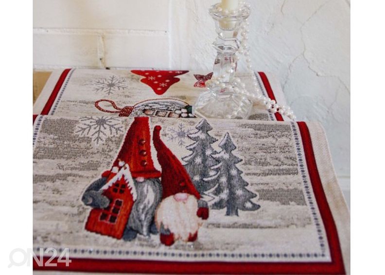 Jouluaiheinen pöytäliina gobeliinikankaasta Tonttu 38x100 cm kuvasuurennos