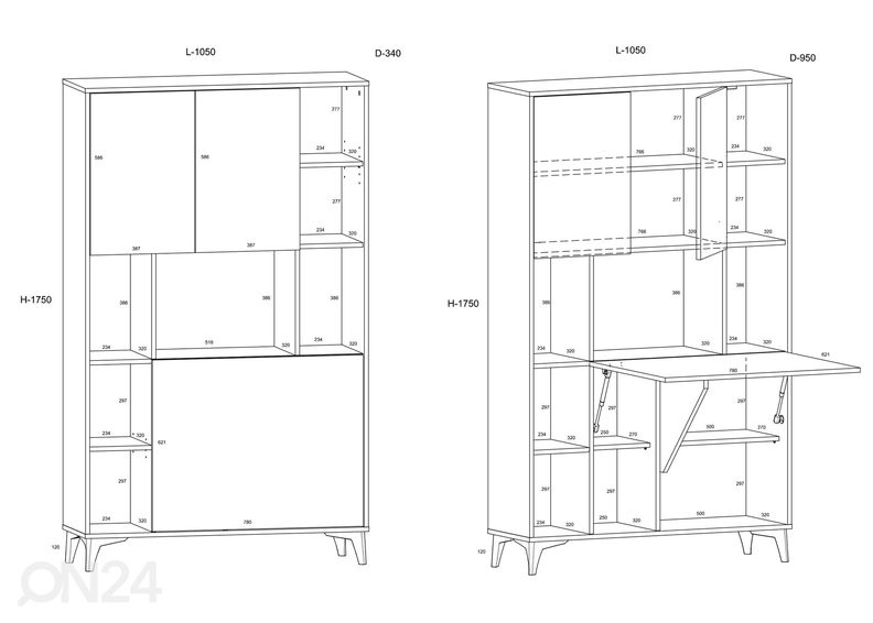 Kaappi-hyllystö/ sihteerinkaappi Lissy 105 cm kuvasuurennos