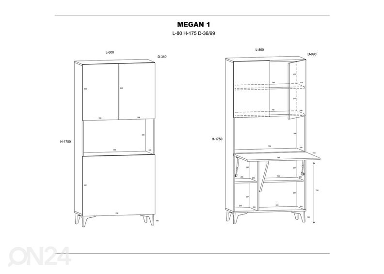 Kaappi/ sihteerinkaappi kuvasuurennos