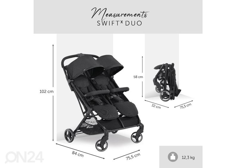 Kaksosrattaat Hauck Comfort Swift X Duo musta kuvasuurennos