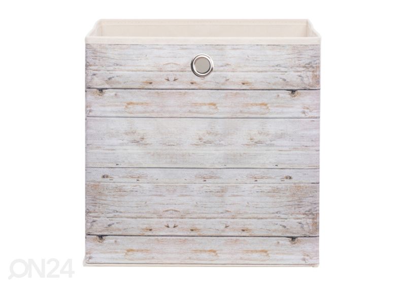 Kankainen säilytyskori Alfa 1 valkoinen puujäljitelmä kuvasuurennos