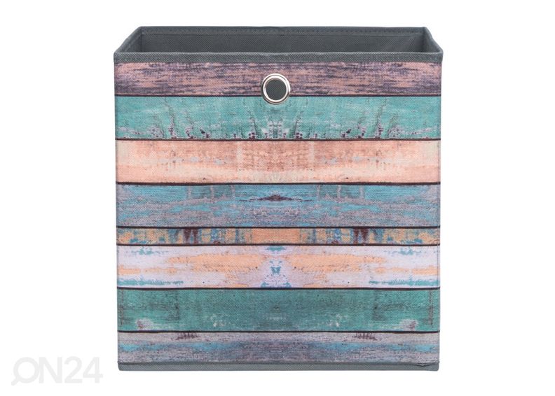 Kankainen säilytyskori Alfa värikäs puujäljitelmä kuvasuurennos