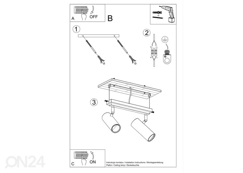 Kattovalaisin Direzione 2, valkoinen kuvasuurennos
