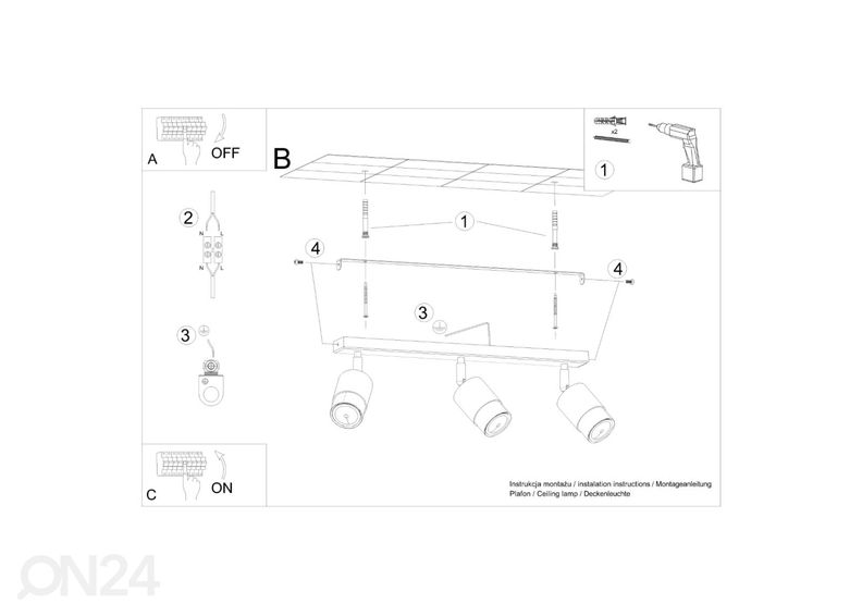 Kattovalaisin Nero 3, musta / kromi kuvasuurennos