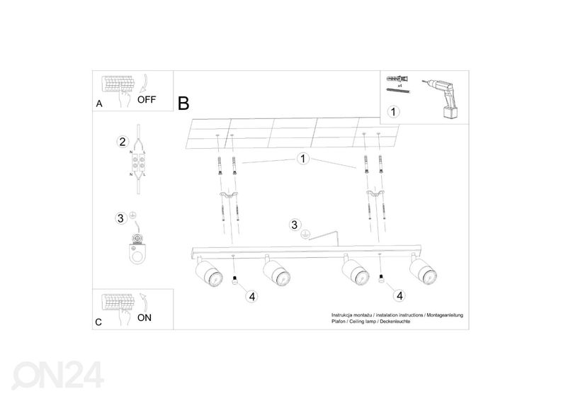 Kattovalaisin Nero 4, musta / kromi kuvasuurennos
