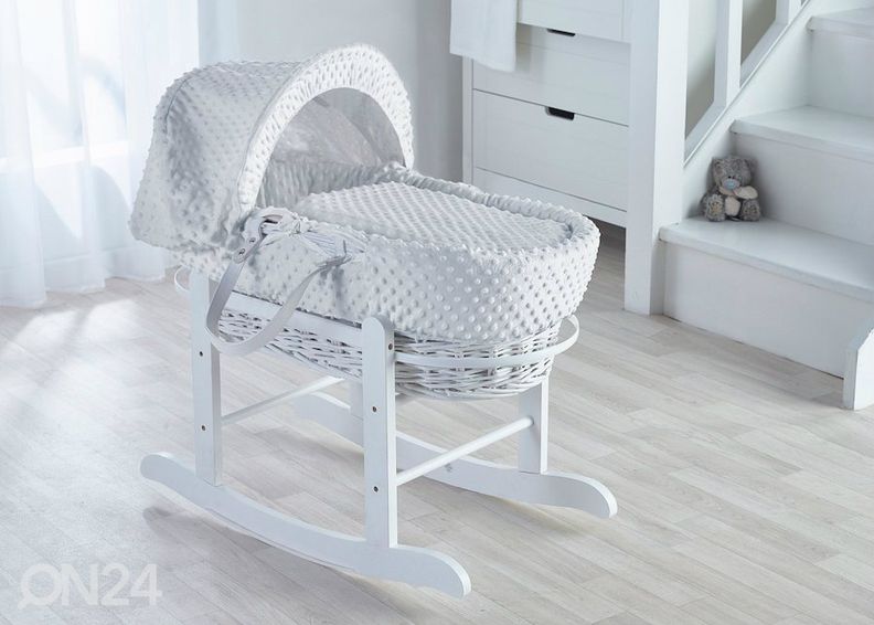 Kehto Valkoinen minky valkoisella korikopalla kuvasuurennos