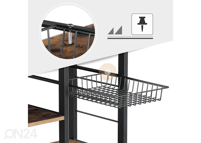 Keittiöhyllykkö 90x84 cm, ruskea / musta kuvasuurennos