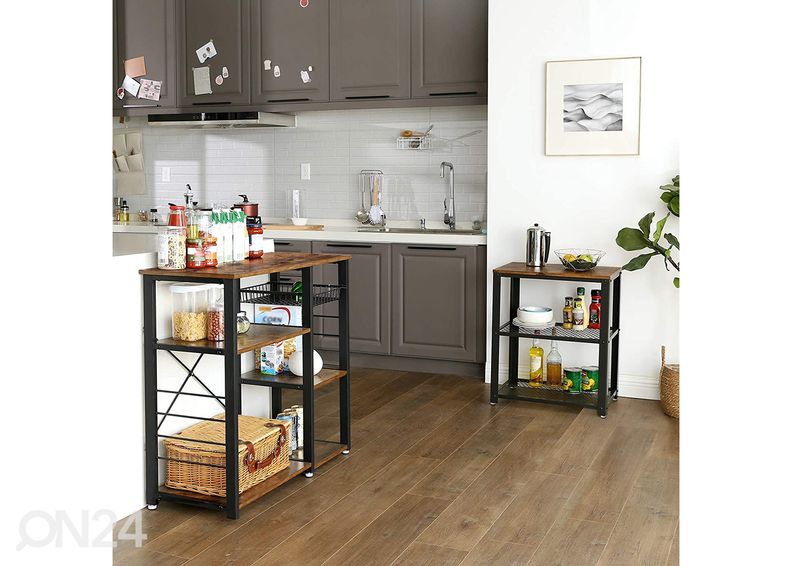 Keittiöhyllykkö 90x84 cm, ruskea / musta kuvasuurennos