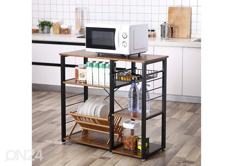 Keittiöhyllykkö 90x84 cm, ruskea / musta kuvasuurennos