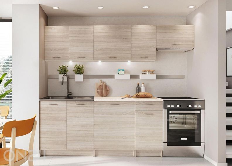 Keittiökalusteet Melani 240 cm + LED kuvasuurennos