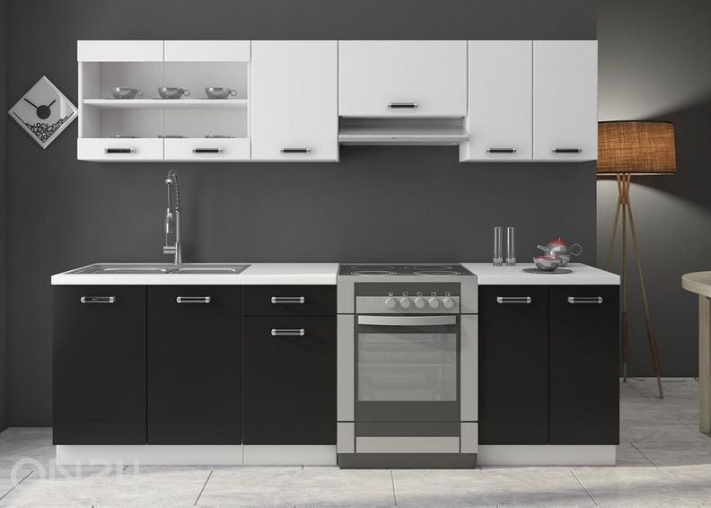 Keittiökalusteet Omega II 240 cm + LED kuvasuurennos