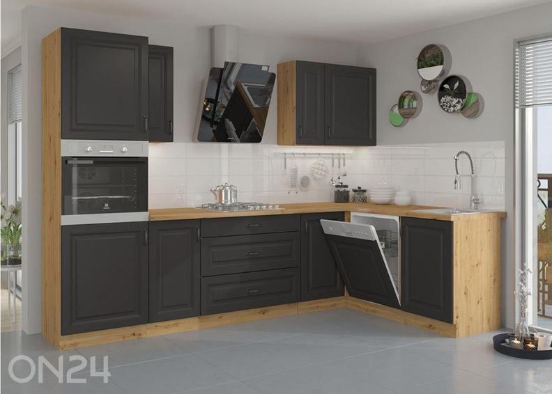 Keittiökalusteet Retro I 218 cm + LED kuvasuurennos