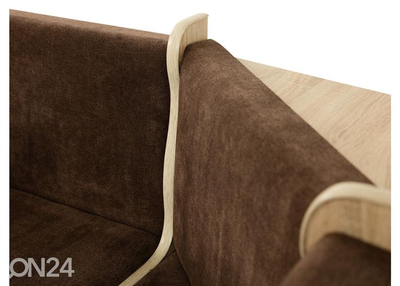 Keittiön kulmapenkki, jakkarat ja pöytä kuvasuurennos