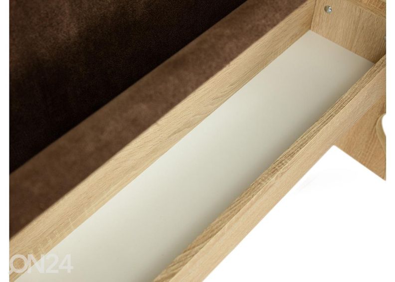 Keittiön kulmapenkki, jakkarat ja pöytä kuvasuurennos