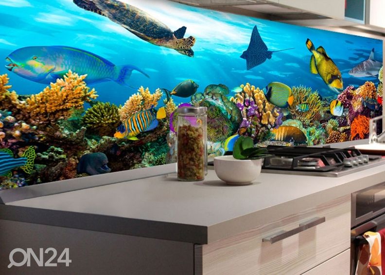 Keittiön välitila Fish 260x60 cm kuvasuurennos