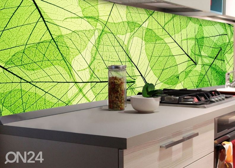 Keittiön välitila Leaf veins 180x60 cm kuvasuurennos