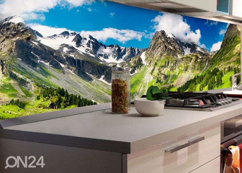 Keittiön välitila Mountains 180x60 cm kuvasuurennos