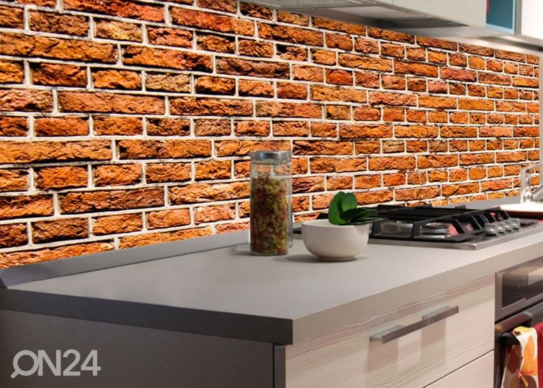 Keittiön välitila Old brick 350x60 cm kuvasuurennos