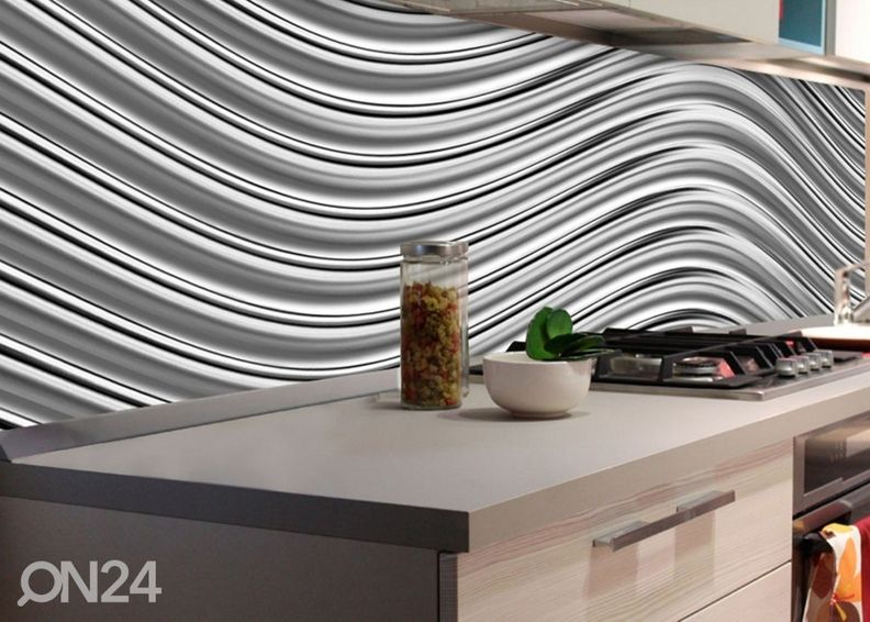 Keittiön välitila Silver rippling 350x60 cm kuvasuurennos