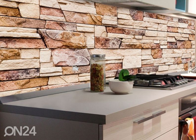 Keittiön välitila Stone wall 350x60 cm kuvasuurennos