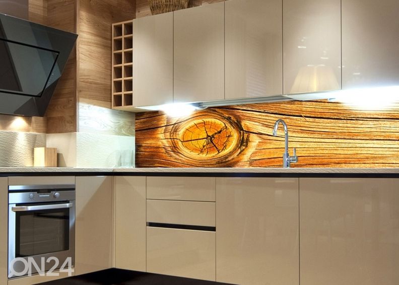 Keittiön välitila Wood knot 350x60 cm kuvasuurennos