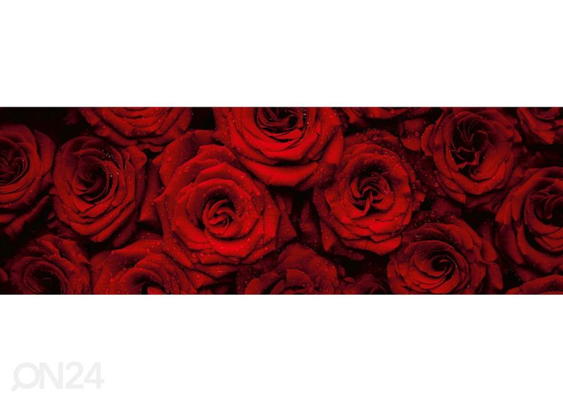 Keittiön välitilan tapetti Beautiful Red Roses 180x60 cm kuvasuurennos