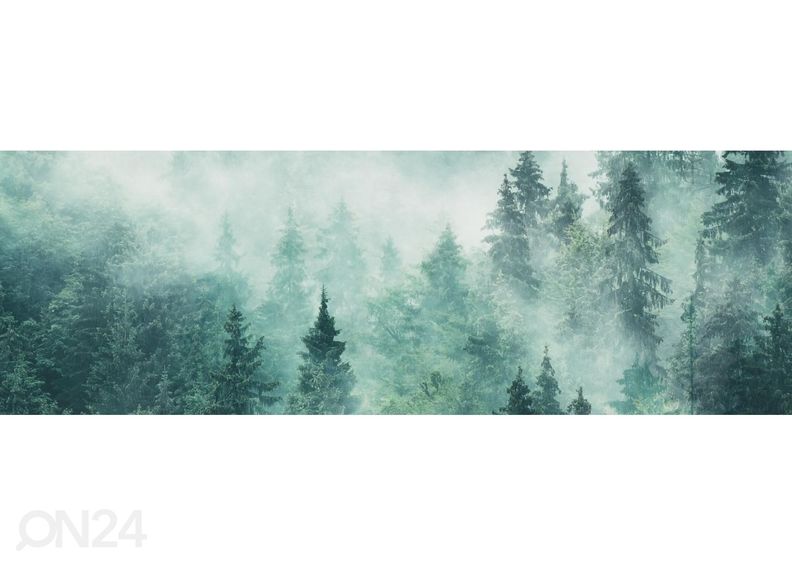Keittiön välitilan tapetti Foggy forest 350x60 cm kuvasuurennos
