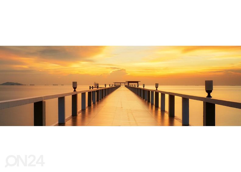 Keittiön välitilan tapetti Wooden bridge at sunrise 180x60 cm kuvasuurennos