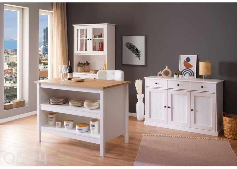 Keittiösaareke Julina, valkoinen / artisan-tammi kuvasuurennos