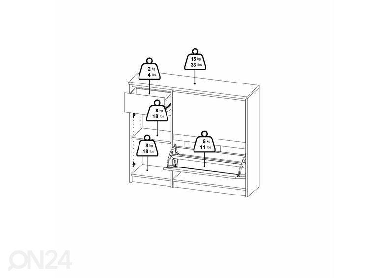 Kenkäkaappi Naia 109 cm kuvasuurennos