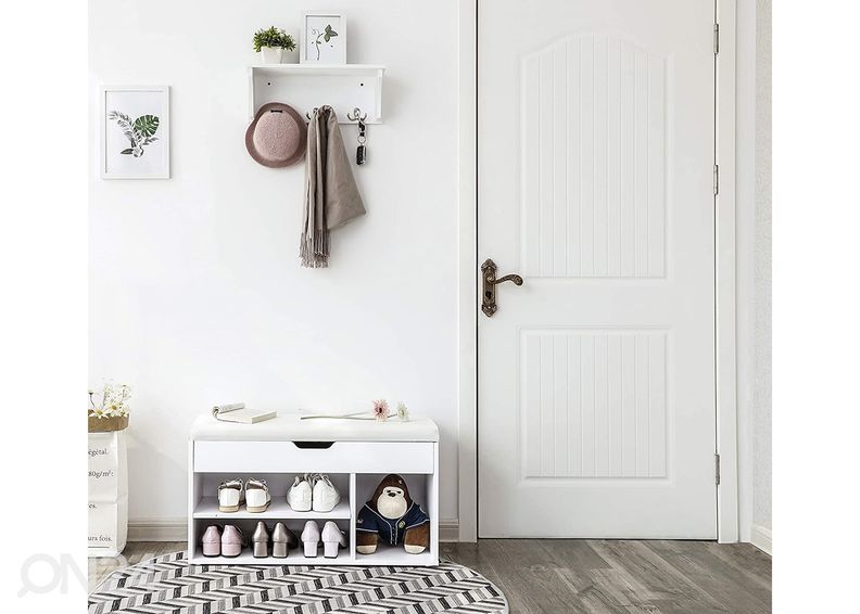 Kenkäteline / penkki, valkoinen kuvasuurennos