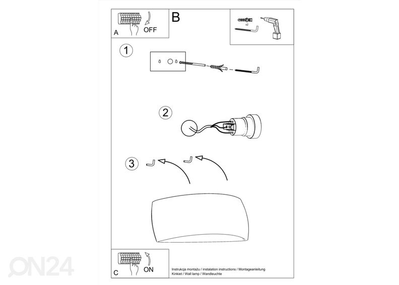 Keraaminen seinävalaisin Pontius, valkoinen kuvasuurennos