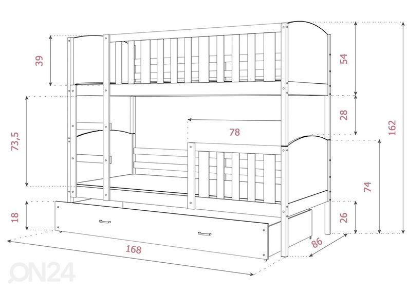 Kerrossänky 80x160 cm kuvasuurennos