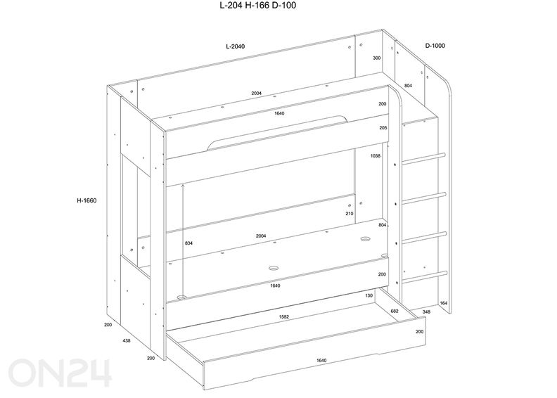 Kerrossänky Blanc 80x200 cm kuvasuurennos