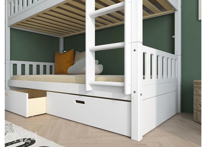 Kerrossänky kahdelle vuodevaatelaatikoilla THUKA Viggo, valkoinen kuvasuurennos