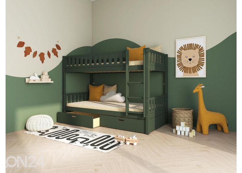 Kerrossänky kahdelle vuodevaatelaatikoilla THUKA Viggo, vihreä kuvasuurennos