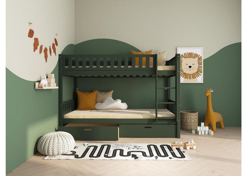 Kerrossänky kahdelle vuodevaatelaatikoilla THUKA Viggo, vihreä kuvasuurennos