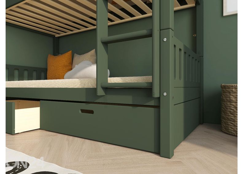 Kerrossänky kahdelle vuodevaatelaatikoilla THUKA Viggo, vihreä kuvasuurennos