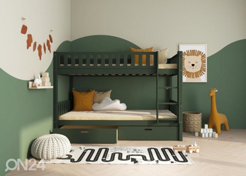 Kerrossänky kahdelle vuodevaatelaatikoilla THUKA Viggo, vihreä kuvasuurennos