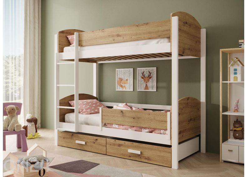 Kerrossänkysetti Jori patjoilla ja turvakaiteella 80x180 cm kuvasuurennos